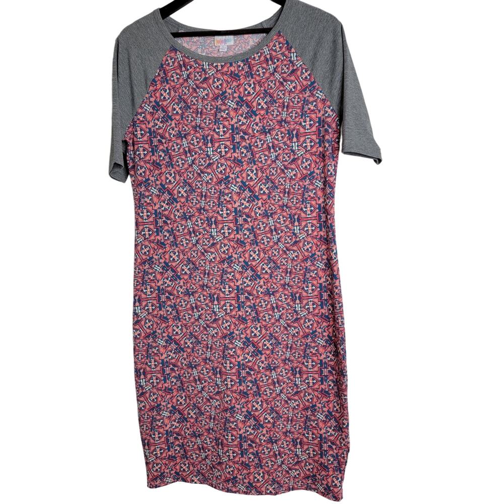 Lu LaRoe Raglan Sleeve Dress T Shirt Sheath Short Sleeve SZ Large EUC